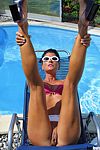 Sexy High Heels presents Elizabeth showing her big pussy lips at the pool in high heels